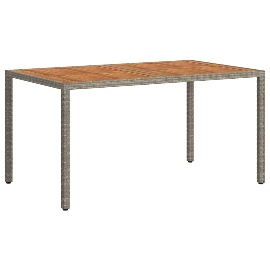 Garden Table 150x90x75 cm Poly Rattan and Acacia Wood Grey