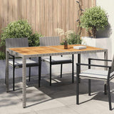 Garden Table 150x90x75 cm Poly Rattan and Acacia Wood Grey