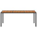 Garden Table 190x90x75 cm Poly Rattan and Acacia Wood Black