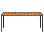 Garden Table 190x90x75 cm Poly Rattan and Acacia Wood Black