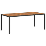 Garden Table 190x90x75 cm Poly Rattan and Acacia Wood Black - 45-Degree Angle