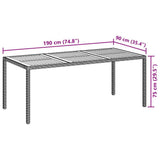 Garden Table 190x90x75 cm Poly Rattan and Acacia Wood Black