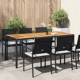 Garden Table 190x90x75 cm Poly Rattan and Acacia Wood Black