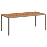 Garden Table 190x90x75 cm Poly Rattan and Acacia Wood Grey - Front View