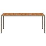 Garden Table 190x90x75 cm Poly Rattan and Acacia Wood Grey - Side View