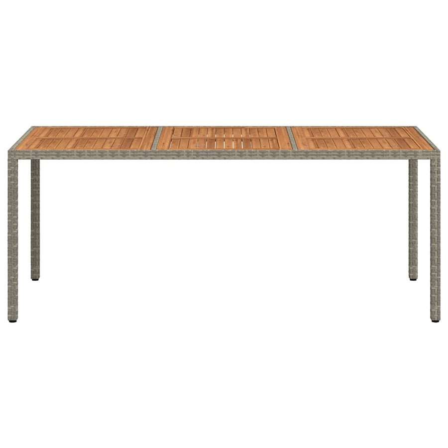 Garden Table 190x90x75 cm Poly Rattan and Acacia Wood Grey