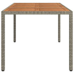 Garden Table 190x90x75 cm Poly Rattan and Acacia Wood Grey