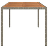 Garden Table 190x90x75 cm Poly Rattan and Acacia Wood Grey - Top-Down View