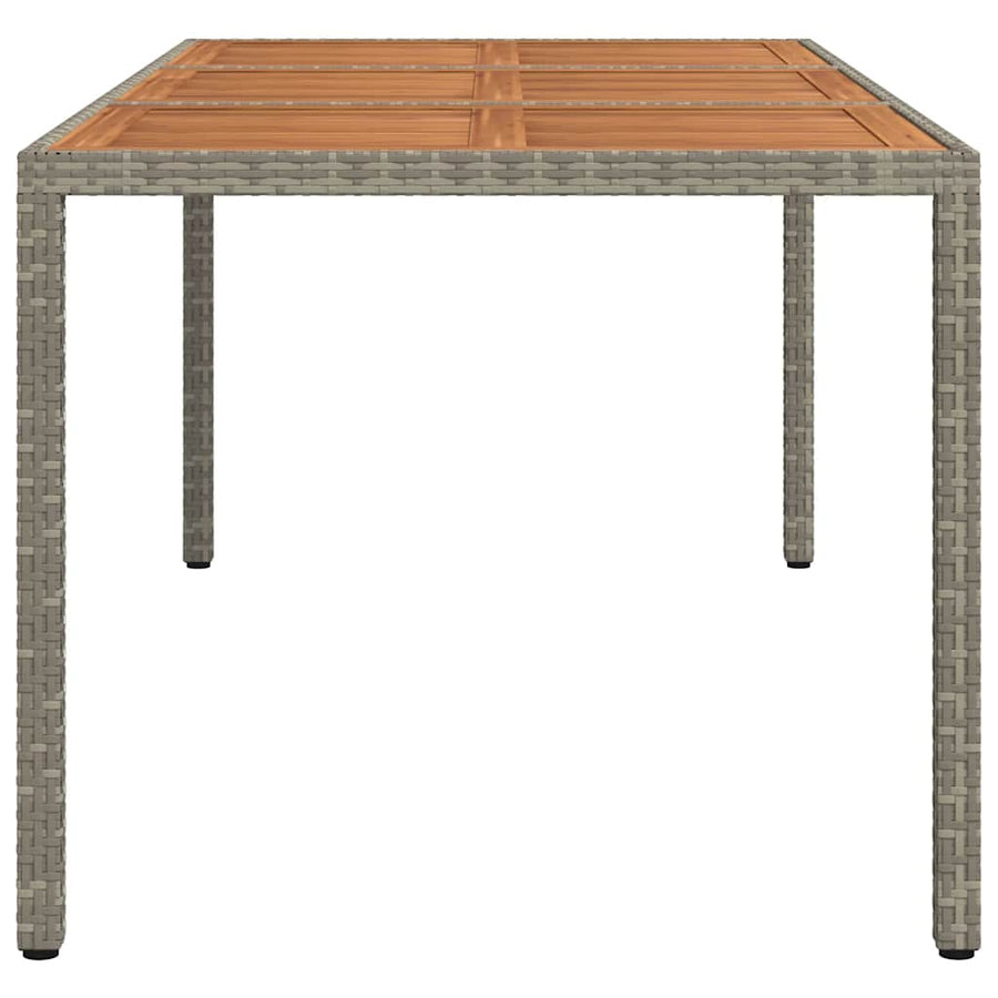 Garden Table 190x90x75 cm Poly Rattan and Acacia Wood Grey