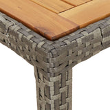 Garden Table 190x90x75 cm Poly Rattan and Acacia Wood Grey - 45-Degree Angle