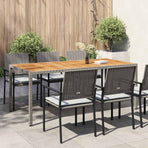 Garden Table 190x90x75 cm Poly Rattan and Acacia Wood Grey
