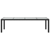 Garden Table Black 250x100x75 cm Tempered Glass and Poly Rattan - Side View