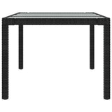 Garden Table Black 250x100x75 cm Tempered Glass and Poly Rattan - Top-Down View