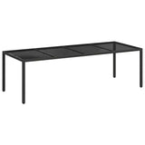 Garden Table Black 250x100x75 cm Tempered Glass and Poly Rattan