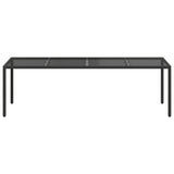 Garden Table Black 250x100x75 cm Tempered Glass and Poly Rattan - Side View