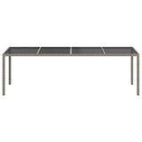 Garden Table Grey 250x100x75 cm Tempered Glass and Poly Rattan - Side View
