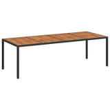 Garden Table Black 250x100x75 cm Poly Rattan - Front View