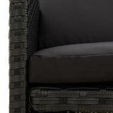 Garden Chairs with Cushions 4 pcs Poly Rattan Black - Close-Up Angle