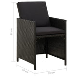 Garden Chairs with Cushions 4 pcs Poly Rattan Black - Low Angle