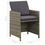 Garden Chairs with Cushions 4 pcs Poly Rattan Grey - Low Angle