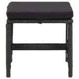 Garden Stools 4 pcs with Cushions Poly Rattan Black - Side View