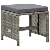 Garden Stools 4 pcs with Cushions Poly Rattan Grey