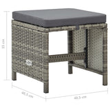 Garden Stools 4 pcs with Cushions Poly Rattan Grey