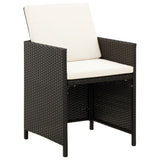 4 Piece Garden Chair and Stool Set Poly Rattan Black