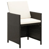 4 Piece Garden Chair and Stool Set Poly Rattan Black - Front View