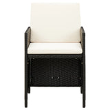 4 Piece Garden Chair and Stool Set Poly Rattan Black