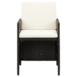 4 Piece Garden Chair and Stool Set Poly Rattan Black - Side View