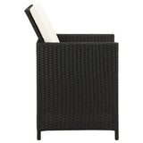 4 Piece Garden Chair and Stool Set Poly Rattan Black