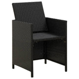 4 Piece Garden Chair and Stool Set Poly Rattan Black - Rear View