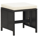 4 Piece Garden Chair and Stool Set Poly Rattan Black - Close-Up Angle
