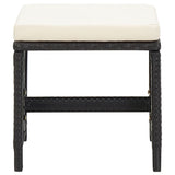 4 Piece Garden Chair and Stool Set Poly Rattan Black - Low Angle
