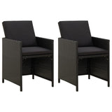 4 Piece Garden Chair and Stool Set Poly Rattan Black - Front View
