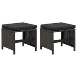 4 Piece Garden Chair and Stool Set Poly Rattan Black