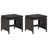 4 Piece Garden Chair and Stool Set Poly Rattan Black - Side View