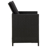 4 Piece Garden Chair and Stool Set Poly Rattan Black - Rear View