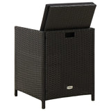 4 Piece Garden Chair and Stool Set Poly Rattan Black - Close-Up Angle