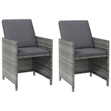 4 Piece Garden Chair and Stool Set Poly Rattan Grey - Side View