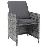 4 Piece Garden Chair and Stool Set Poly Rattan Grey