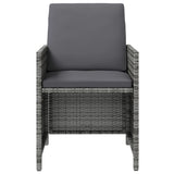 4 Piece Garden Chair and Stool Set Poly Rattan Grey - 45-Degree Angle
