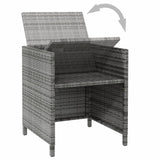 4 Piece Garden Chair and Stool Set Poly Rattan Grey - Rear View