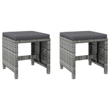 4 Piece Garden Chair and Stool Set Poly Rattan Grey - Close-Up Angle