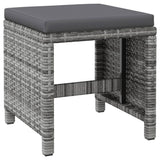 4 Piece Garden Chair and Stool Set Poly Rattan Grey - Low Angle
