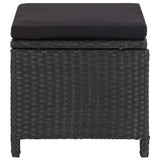 Garden Stools with Cushions 2 pcs Poly Rattan Black - Side View