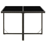 Garden Table Black 109x107x74 cm Poly Rattan and Glass - Front View