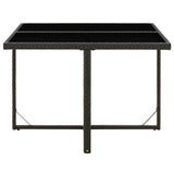 Garden Table Black 109x107x74 cm Poly Rattan and Glass
