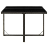 Garden Table Black 109x107x74 cm Poly Rattan and Glass - Side View